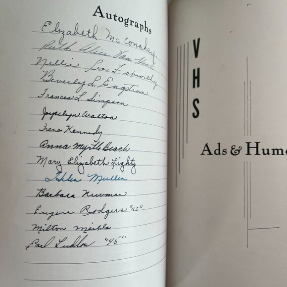 Hardcover 1943 The Pintus Veedersburg Indiana High School Yearbook signatures - Picture 5 of 5